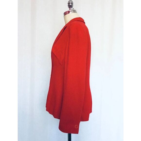GEORGIO ARMANI Vintage Womens Large Red Wool Crepe Blazer - Picture 2 of 8